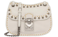 MIU MIU Soft Sheep Leather Shoulder Bag Crossbody Bag Women's Chalk White