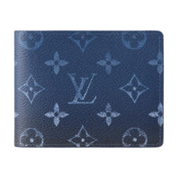 LOUIS VUITTON Multiple Monogram Canvas Cow Leather Patchwork Wallet Men's Gradient Blue