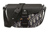 DIOR Fabric Patchwork With Cow Leather Saddle Bags One Shoulder Crossbody Clutches Regular Men's Black/Beige