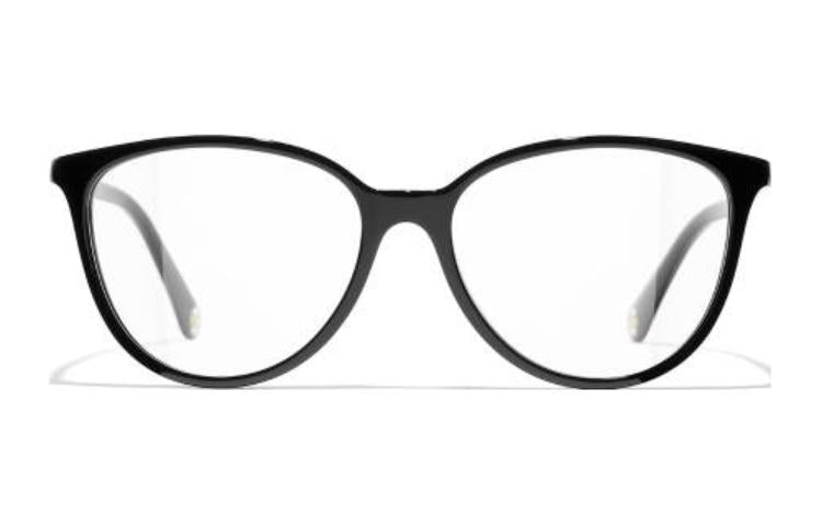 CHANEL Acetate Butterfly Eyeglass Frames Women's Black