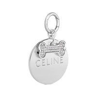 CELINE Bone Strass Plate Dog Medal In Brass