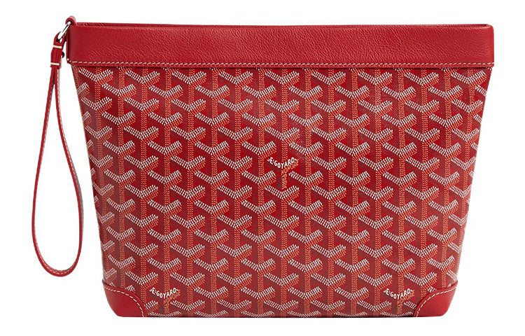 GOYARD Canvas With Calfskin Dog's Teeth Toiletry Bags Storage Bags Clutches Unisex Red