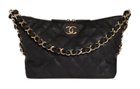 CHANEL Grain Cow Leather Handbag, Shoulder Bag Women's Black