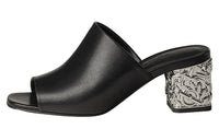 HERMES Glossy Stylish Sandal 6cm Women's Black