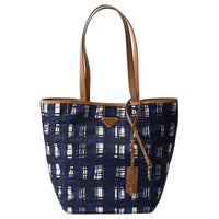 PRADA Recycled Polyamide Tote Bag, Shopping Bag, Shoulder Bag Medium Size Women's Blue & Camel