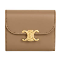 CELINE Triomphe Calfskin Wallet Small Size Women's Dark Umber