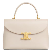 CELINE Cow Leather Shoulder Bag, Crossbody Bag, Handbag Medium Size Women's Light Beige