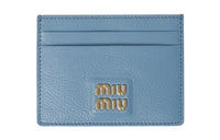 MIU MIU Leather Card Clip Card Holder Women's Stardust Blue