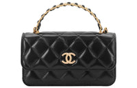CHANEL Leather Chain Bag, Handbag, Shoulder Bag, Crossbody Bag Regular Women's Black