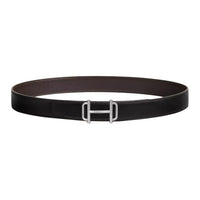 HERMES Metal Leather Belts Unisex Black Width: 3.2cm