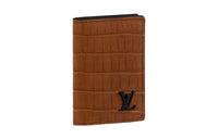 LOUIS VUITTON Crocodile Leather Card Holder Wallet Men's Brown
