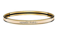 HERMES Enamel Bangles Unisex Beige