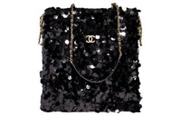 CHANEL Sequins Handbag Shoulder Bag Women's Black