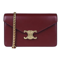 CELINE Calfskin Shoulder Bag Regular Women's Burgundy