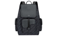 DIOR Saddle Embroidered Cow Leather Patchwork Backpack Regular Men's Black