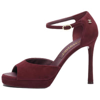 CHANEL Strap Sandals Women's Burgundy