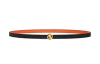 HERMES Leather Belts Women's Black/Orange