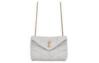 SAINT LAURENT PUFFER Wool Shoulder Bag Crossbody Bag Women's Mixed Gray