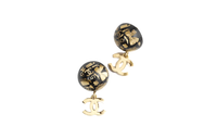 CHANEL Stud Earrings Women's Black Gold