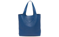 PRADA Leather Tote Bag, Shopping Bag, Handbag, Shoulder Bag Men's Dark Purple Blue