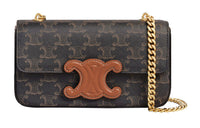 CELINE Triomphe Cow Leather Shoulder Bag Women's Tawny