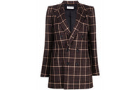 SAINT LAURENT Double-Breasted Houndstooth Blazer