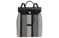 HERMES Herbag Zip Canvas With Leather Backpack Unisex Black/Beige/Light Beige