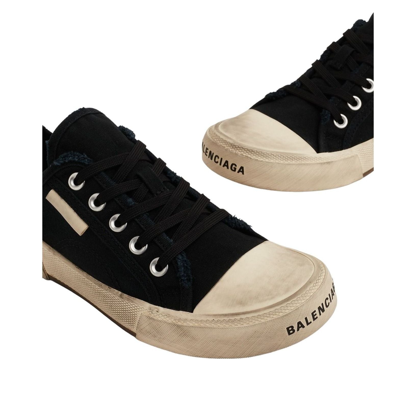 (WMNS) Balenciaga Paris Low Top Sneakers 'Black Destroyed Cotton and White Rubber' 688757W3RC21090