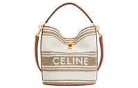 CELINE 16 Fabric Cow Leather Patchwork Shoulder Bag Crossbody Bag Handbag Regular Women's Brown/Beige