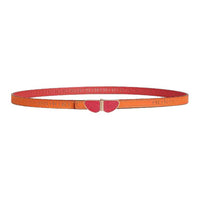HERMES Metal Leather Belts Women's Orange/Zupu Pink Width 1.3CM