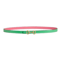 HERMES Gold-Plated Leather Belts Women's Camellia/Green Comics Width: 1.3cm