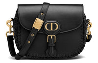 DIOR Bobby Grained Calfskin Handbag Shoulder Bags Medium Size Women's Black