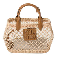 MIU MIU Leather Shoulder Bag, Crossbody Bag, Handbag Women's Tan With Caramel