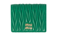 MIU MIU Matelassé Leather Wallet Small Size Women's Mango Green