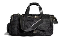 CHANEL Fabric Surface Cylinder Bag Combo Bag Portable One Shoulder Travel Bag Women's Black