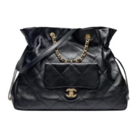 CHANEL Leather Shoulder Bag Women's Black
