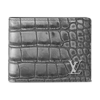 LOUIS VUITTON Multiple Crocodile Leather Wallet Men's Gray