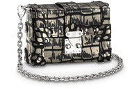 LOUIS VUITTON Polished Crocodile Leather Shoulder Bag Crossbody Bag Women's Black Gold