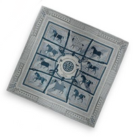 HERMES Cashmere Silk Knit Scarves Men's Blue