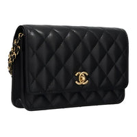 CHANEL Calfskin Shoulder Bag Crossbody Bag Unisex Black