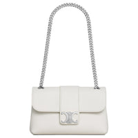CELINE Calfskin Shoulder Bag Women's White