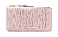 MIU MIU Leather Card Holder Wallet Women's Pink