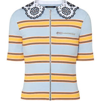 LOUIS VUITTON Collar Detail Striped Knit Top