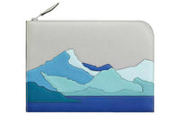 HERMES Zip Tablet Cow Leather Tablet Protective Case Laptop Bag Men's Gray/Blue