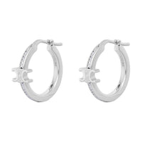 CELINE Triomphe Sparkle Hoops In Strass And Brass With Rhodium Finish