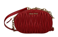 MIU MIU Leather Shoulder Bag Women's Red