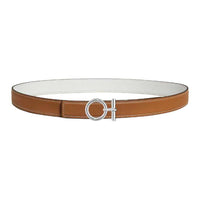 HERMES Calfskin Leather Belts Women's Brown Width 2.4CM