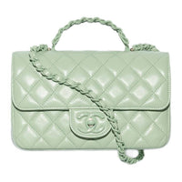 CHANEL Lambskin Shoulder Bag Crossbody Bag Handbag Mini Women's Light Green