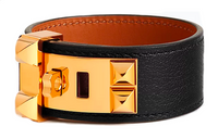 HERMES Goat Leather Gilded Bangles Women's Gold