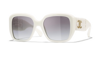 CHANEL Irregular Shape Sunglasses Unisex White